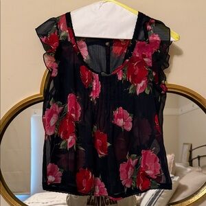 Floral Black and Pink Women's Top